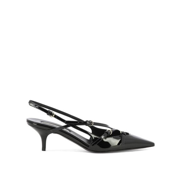 Miu Miu Patent Leather Slingback Pumps With Buckles 55Mm IT 38.5 Women - Picture 1 of 5